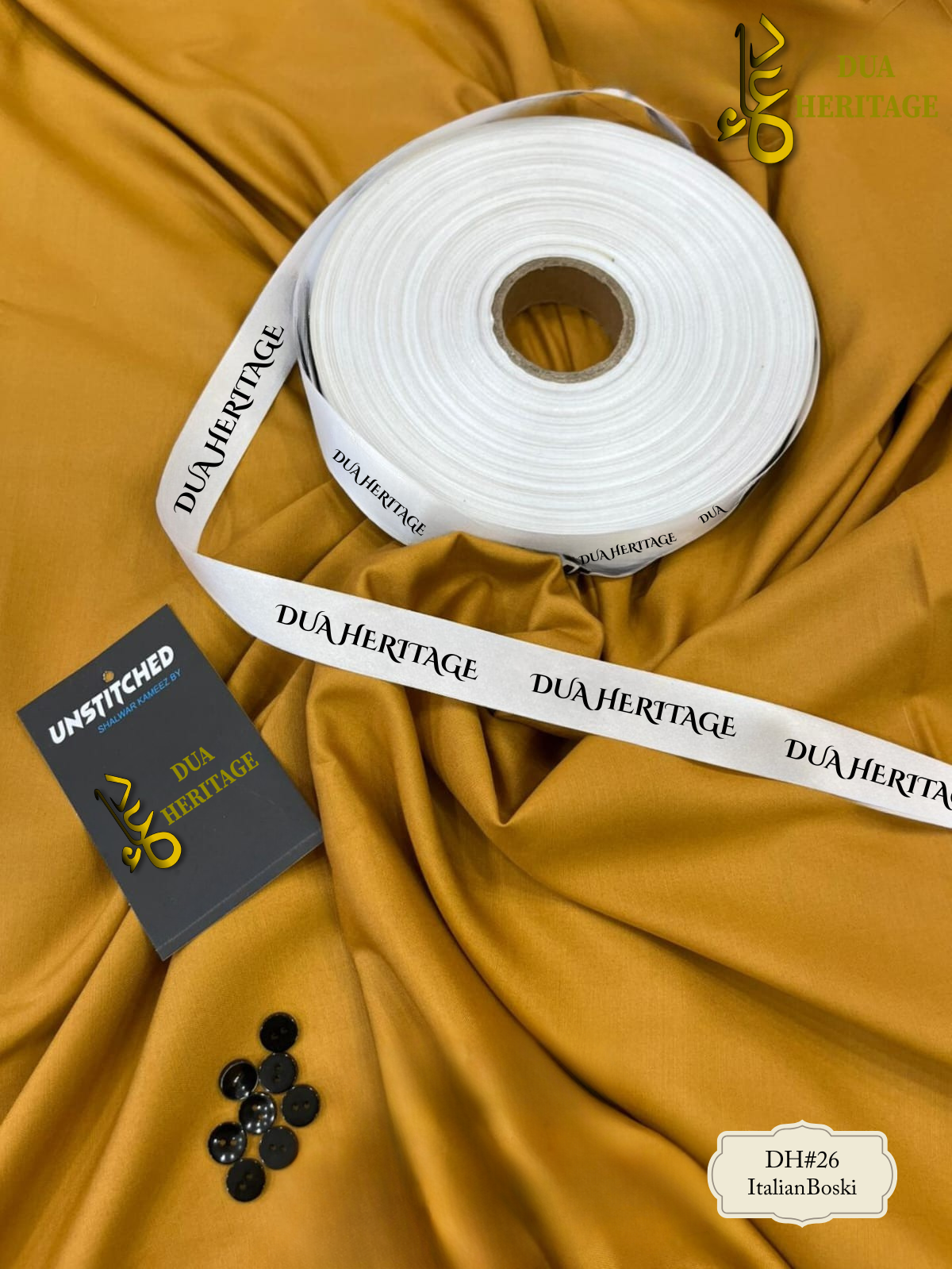 Premium Boski Unstitched Fabric for Men(Mustard) DH#26– Dua Heritage Exclusive