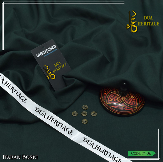 Premium Boski Unstitched Fabric for Men (Dark Green) – Dua Heritage Exclusive