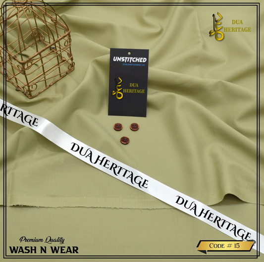Dua Heritage Premium Wash & Wear – Light-Green Unstitched Fabric (Code 15)