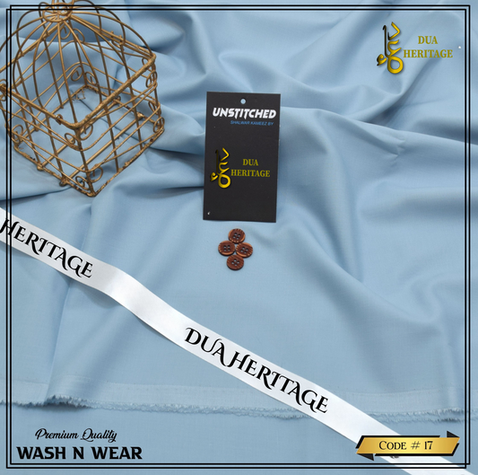 Dua Heritage Premium Wash & Wear –Light-Ferozi Unstitched Fabric (Code 17)