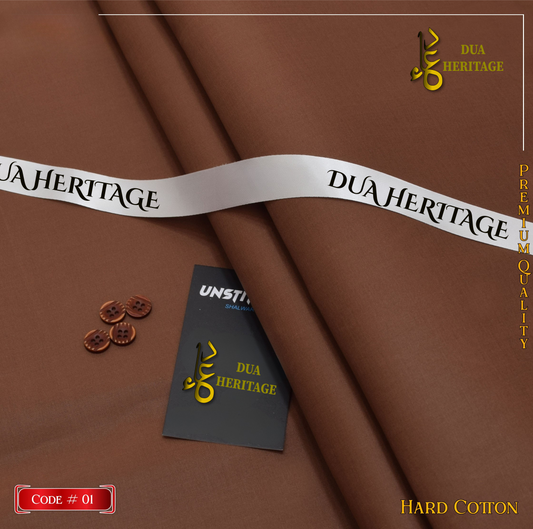 Premium AL Karam Hard Cotton Unstitched Fabric for Men – Crisp & Durable | Dua Heritage