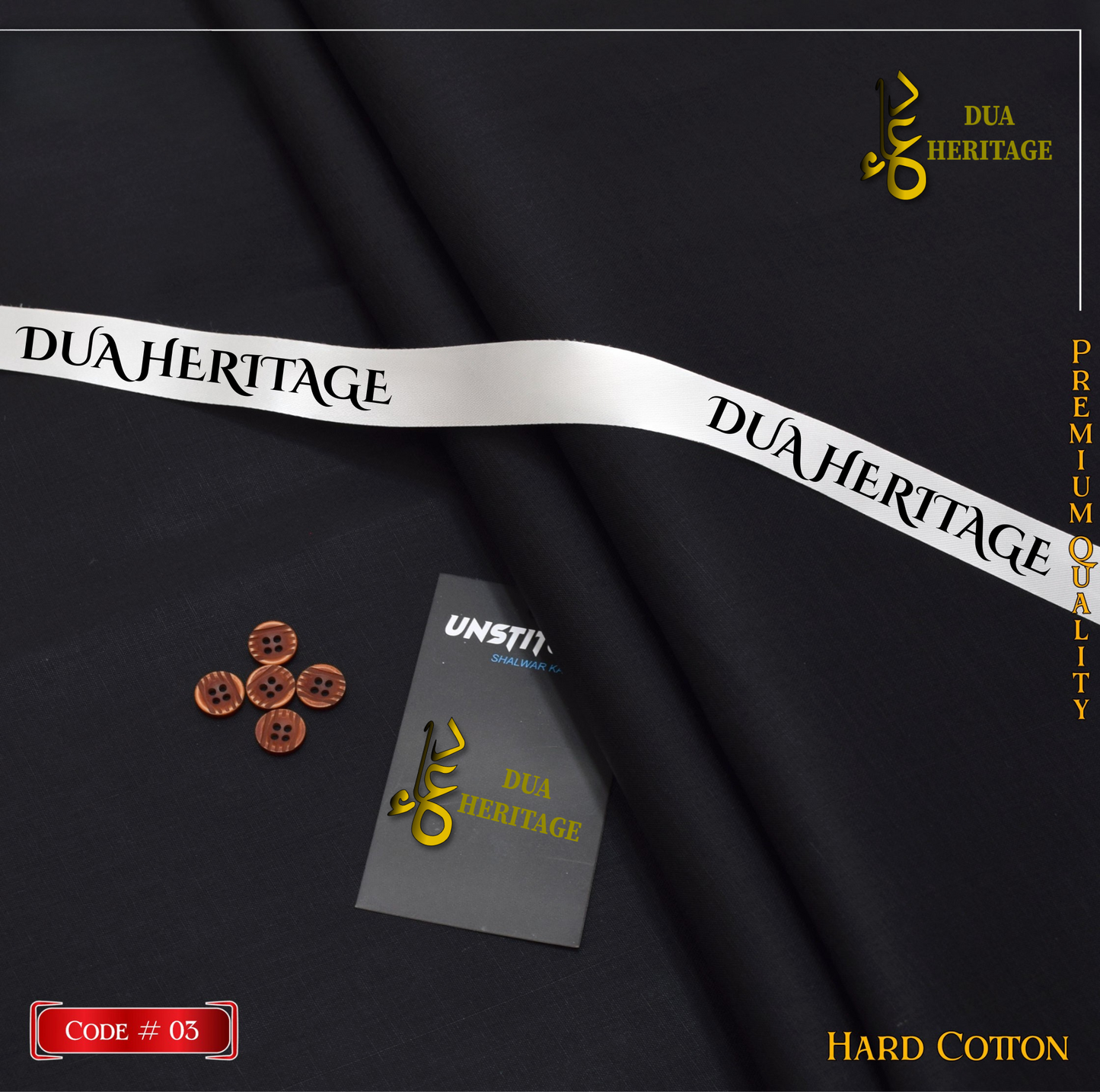Premium AL Karam Hard Cotton Unstitched Fabric for Men – Crisp & Durable | Dua Heritage