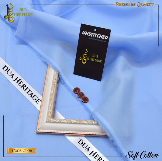 Soft Cotton –Sky Blue | Unstitched Men’s Fabric (Code 06) by Dua Heritage