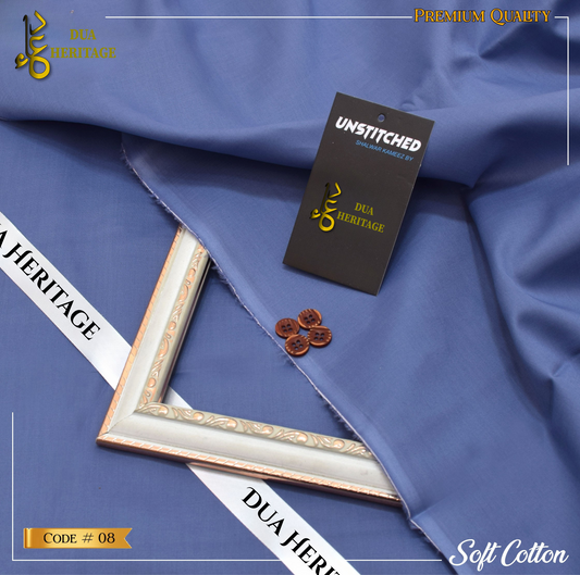 Soft Cotton –Soft Blue | Unstitched Men’s Fabric (Code 08) by Dua Heritage