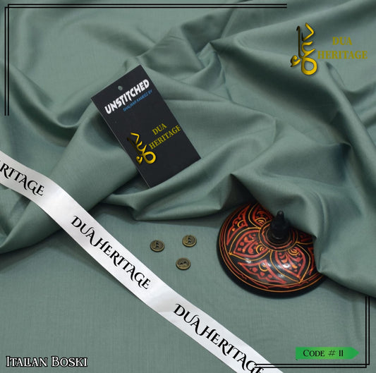 Premium Boski Unstitched Fabric for Men(Ash Green) – Dua Heritage Exclusive
