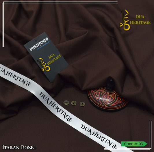 Premium Boski Unstitched Fabric for Men (Dark Brown) – Dua Heritage Exclusive