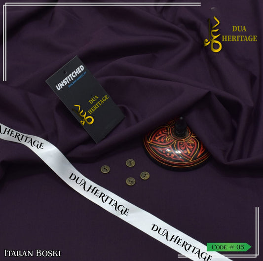Premium Boski Unstitched Fabric for Men (Dark Purple) – Dua Heritage Exclusive