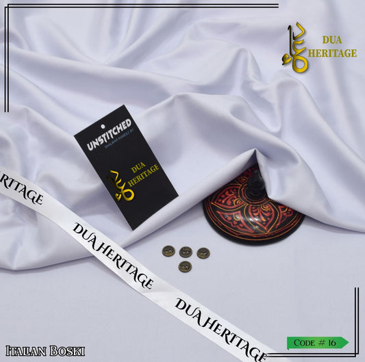 Premium Boski Unstitched Fabric for Men (White) – Dua Heritage Exclusive