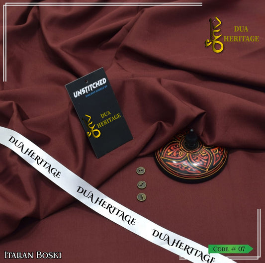 Premium Boski Unstitched Fabric for Men(Mahogany Brown) – Dua Heritage Exclusive