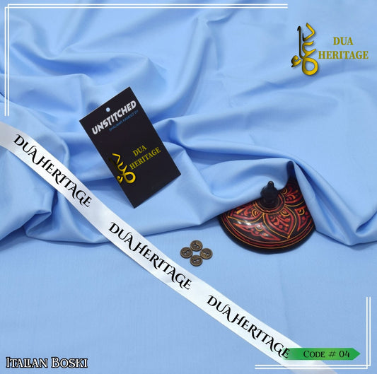 Premium Boski Unstitched Fabric for Men (Sky Blue) – Dua Heritage Exclusive