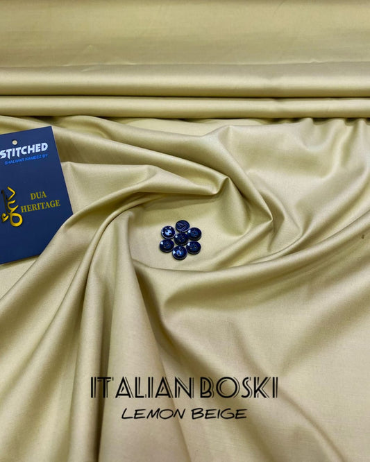 Premium Boski Unstitched Fabric for Men(Lemon Beige) DH#29– Dua Heritage Exclusive