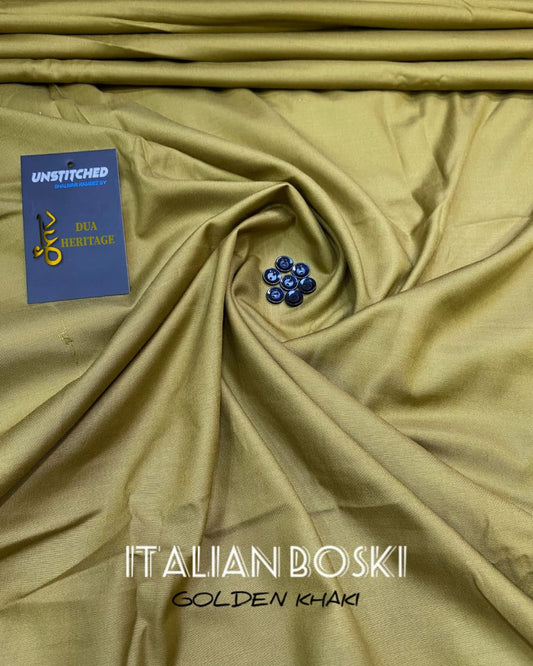 Premium Boski Unstitched Fabric for Men (Golden Khaki) DH#15– Dua Heritage Exclusive