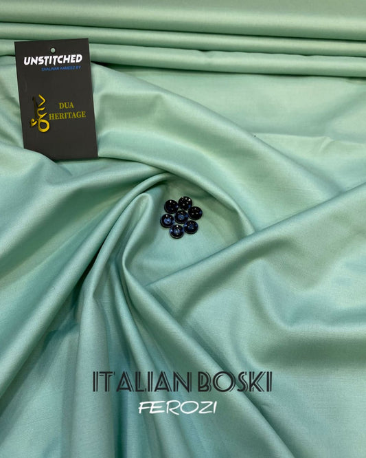Premium Boski Unstitched Fabric for Men(Ferozi)DH#30 – Dua Heritage Exclusive