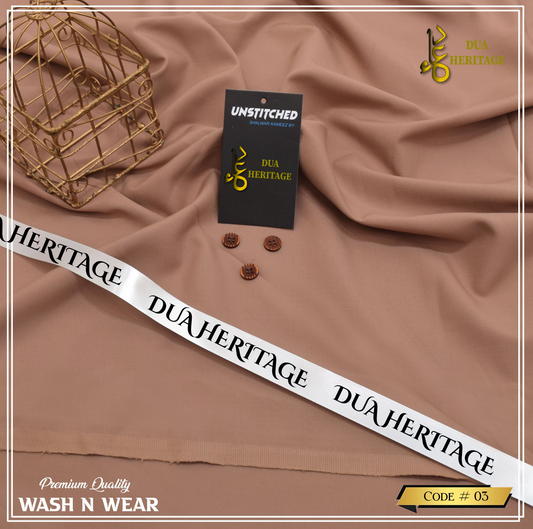 Dua Heritage Premium Wash & Wear – Peach Unstitched Fabric (Code 03)