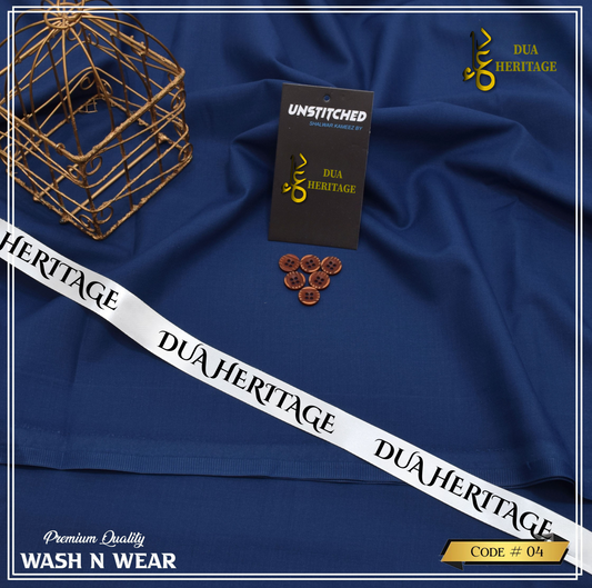 Dua Heritage Premium Wash & Wear – Navy-Blue Unstitched Fabric (Code 04)