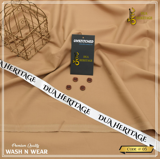 Dua Heritage Premium Wash & Wear – Badami Unstitched Fabric (Code 05)