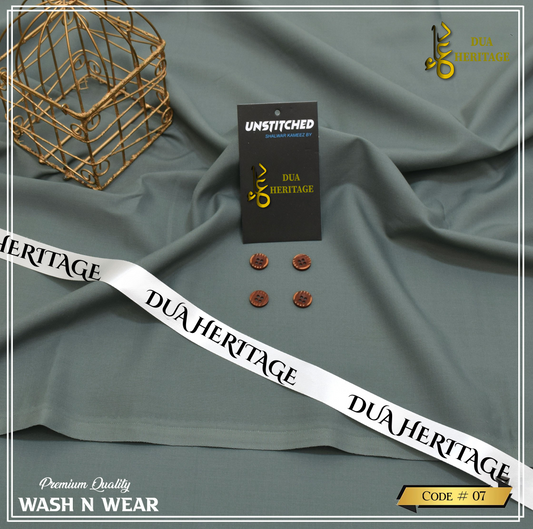 Dua Heritage Premium Wash & Wear – Greenish-Gray Unstitched Fabric (Code 07)