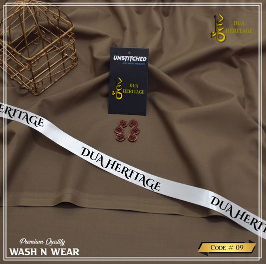 Dua Heritage Premium Wash & Wear –Brown Unstitched Fabric (Code 09)